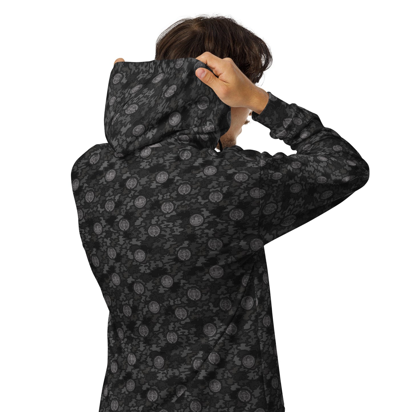Black "Catholicamouflage" Unisex Zipper Hoodie (Size XXS-6XL)