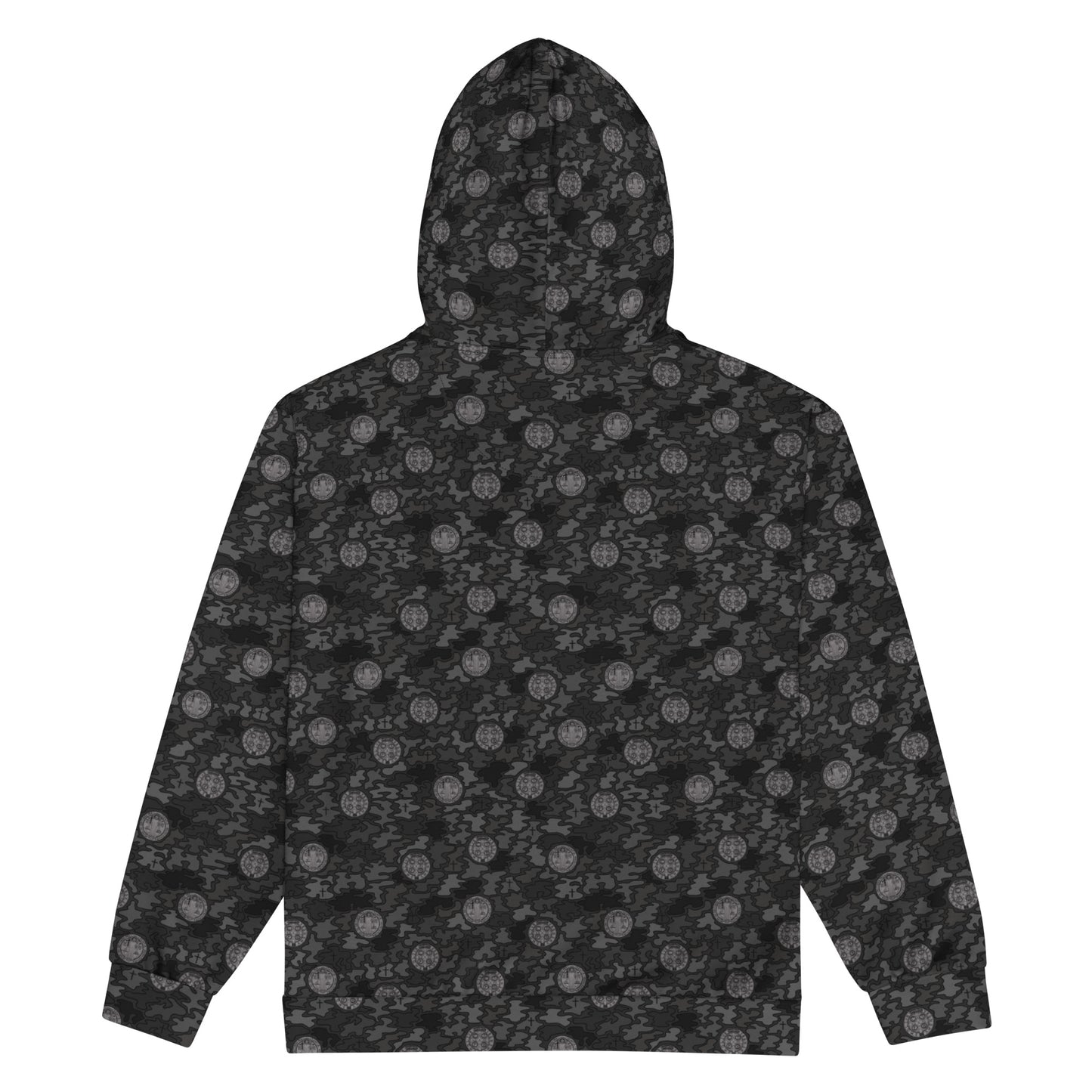 Black "Catholicamouflage" Unisex Zipper Hoodie (Size XXS-6XL)