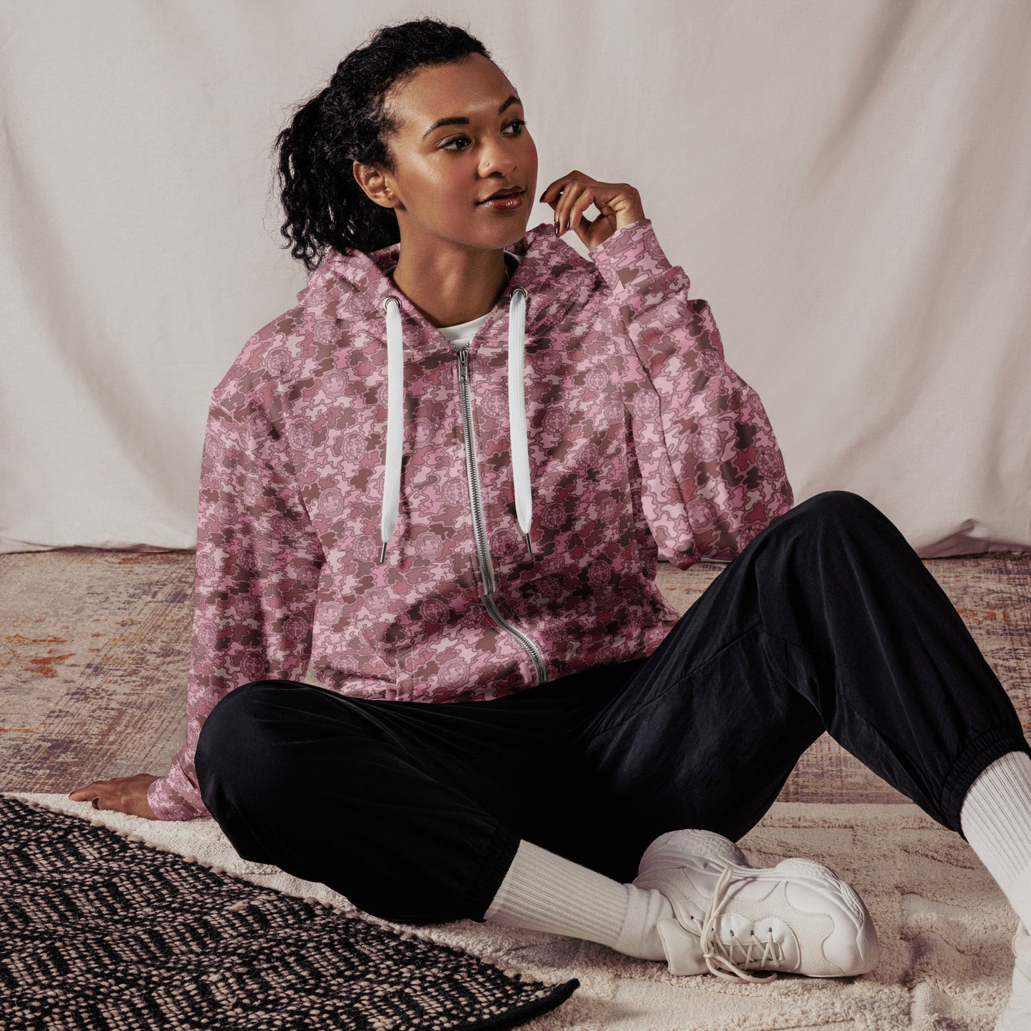 Pink "Catholicamouflage" Unisex Zipper Hoodie (Size XXS-6XL)