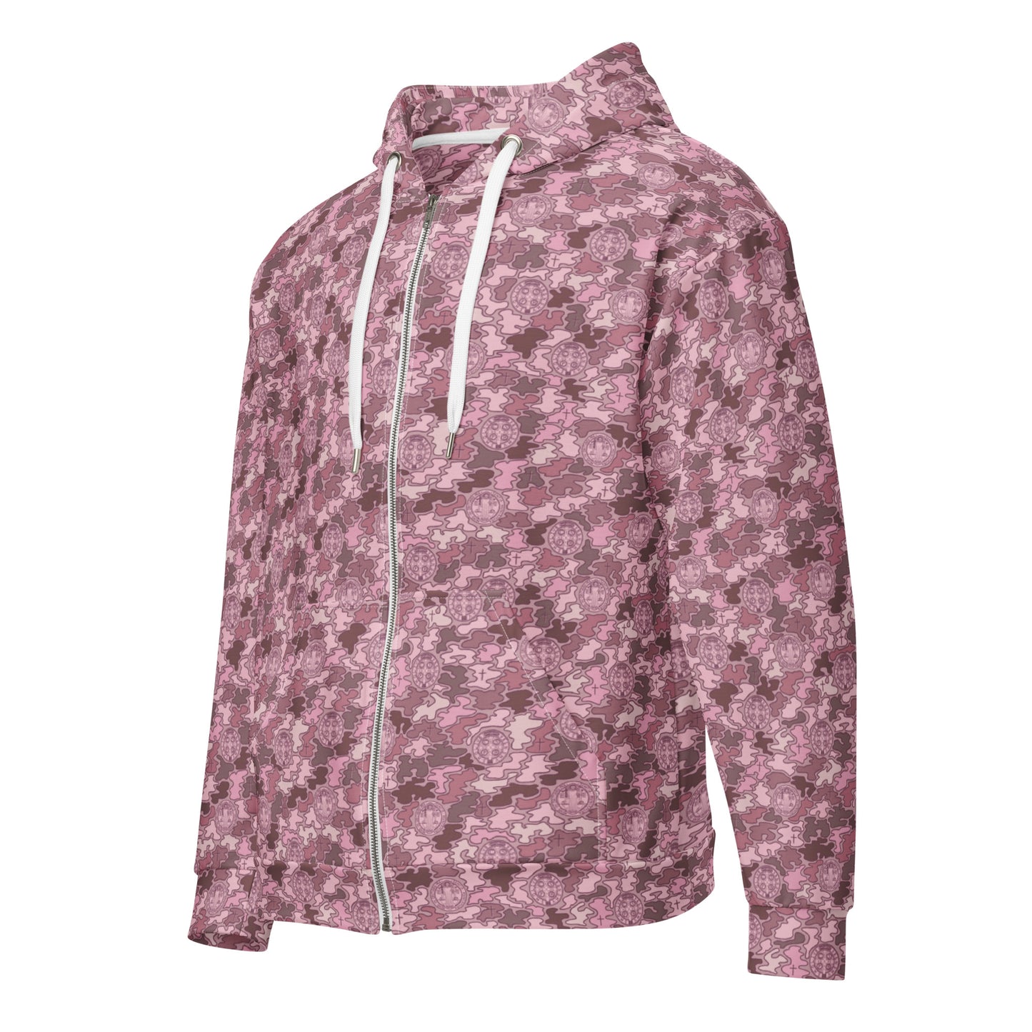 Pink "Catholicamouflage" Unisex Zipper Hoodie (Size XXS-6XL)