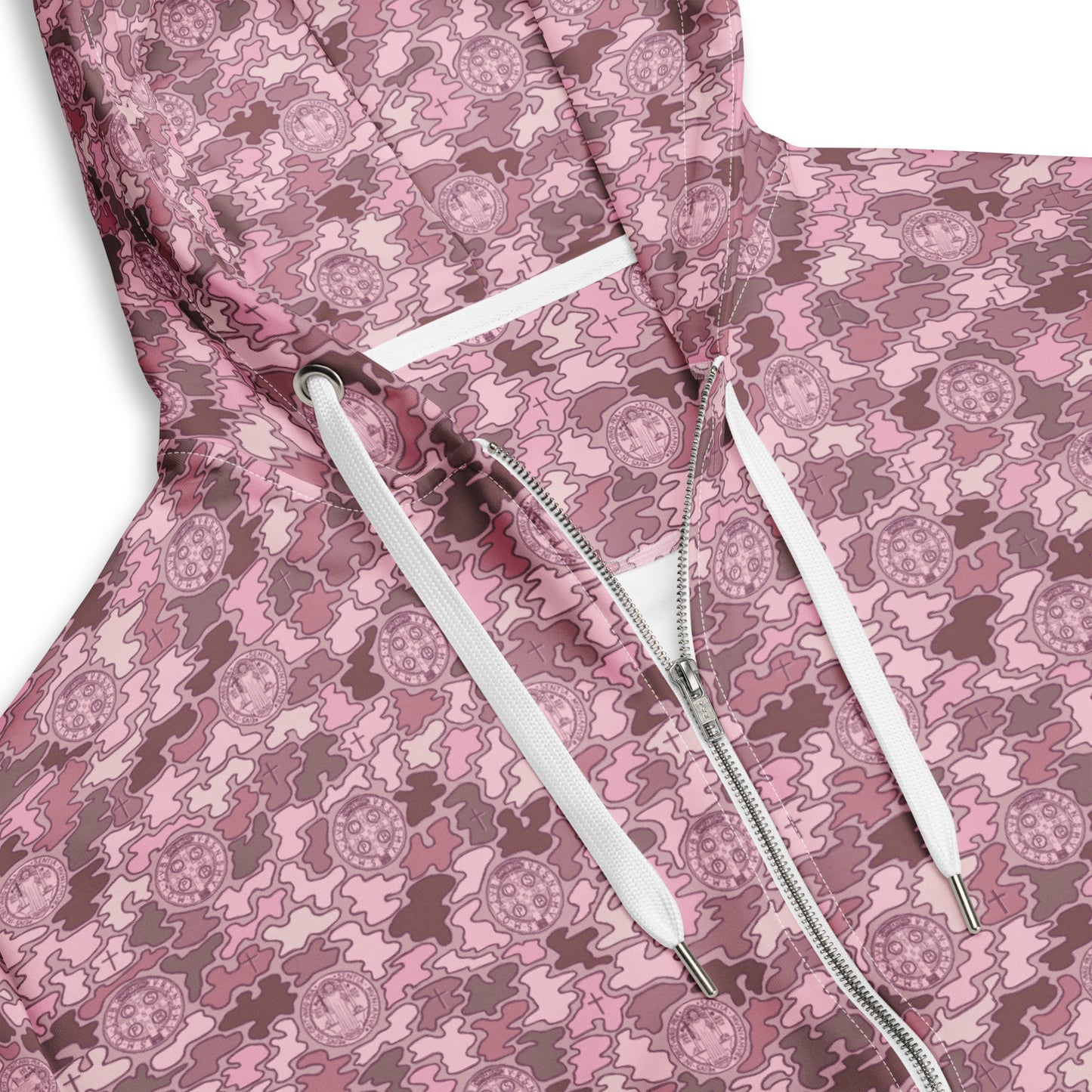 Pink "Catholicamouflage" Unisex Zipper Hoodie (Size XXS-6XL)
