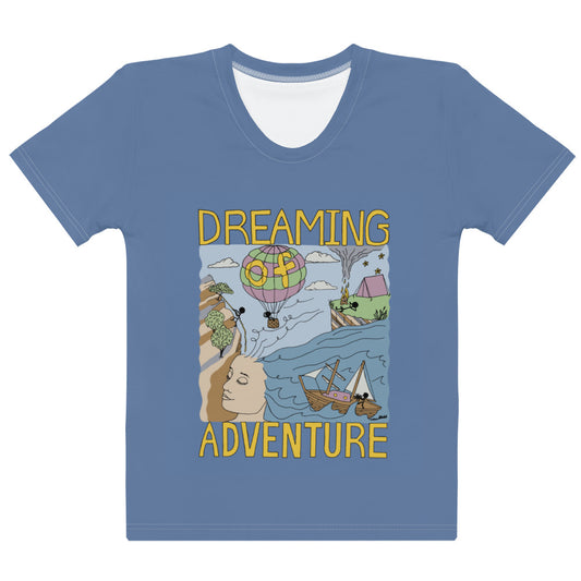 Women's Lavender-Blue "Dreaming Adventure" Crew-Neck T-shirt (Size XS-2XL)