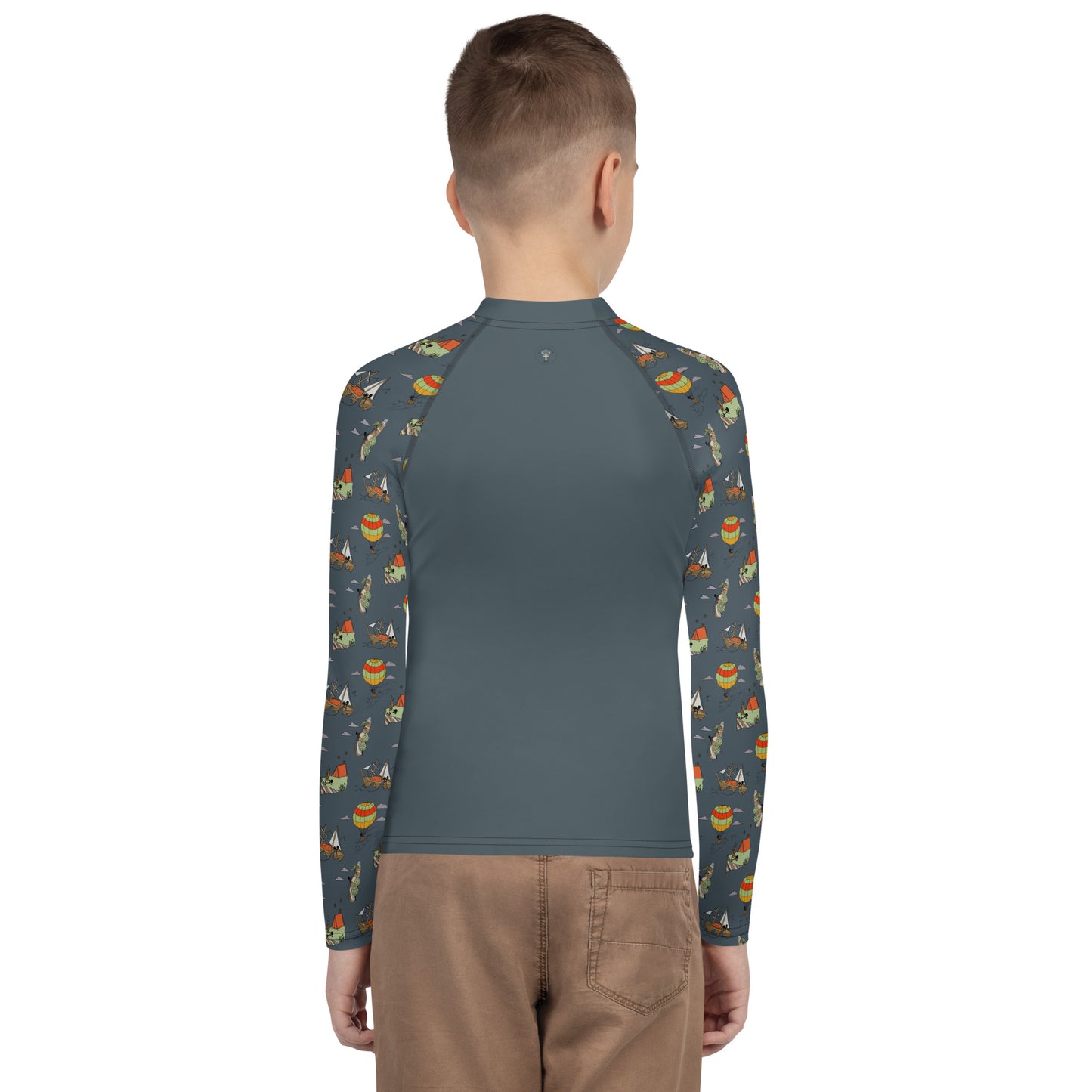 Youth Dark-Blue "Dreaming Adventure" Long-Sleeved Rash Guard Shirt (Size 8-20)