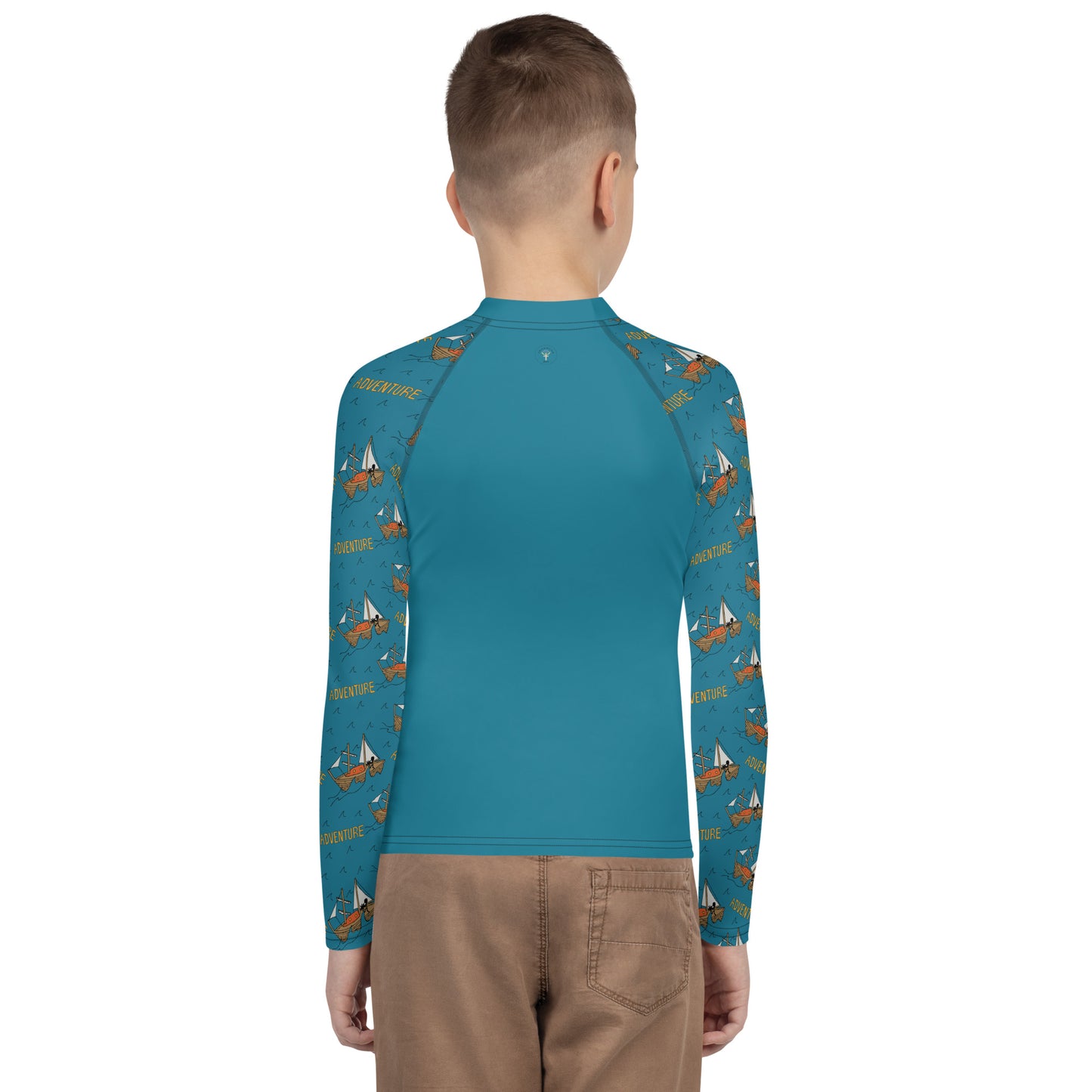Youth Blue Sailing "Dreaming Adventure" Long-sleeved Rash Guard Shirt (Size 8-20)