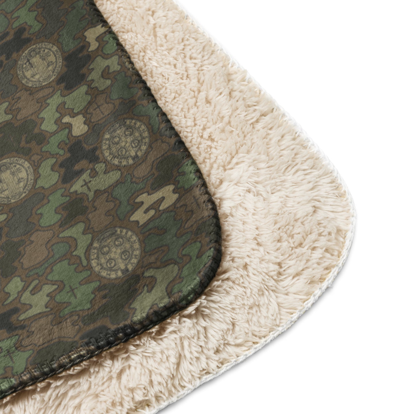 Woodland Green-Brown "Catholicamouflage" Sherpa Blanket (60"x80")